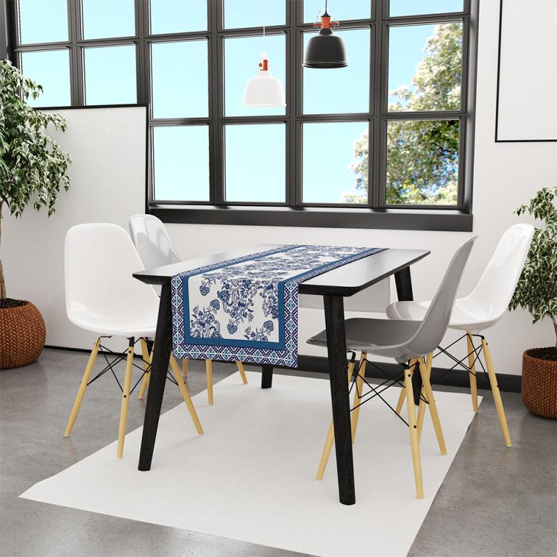 Blue Fine Linen Table Runner