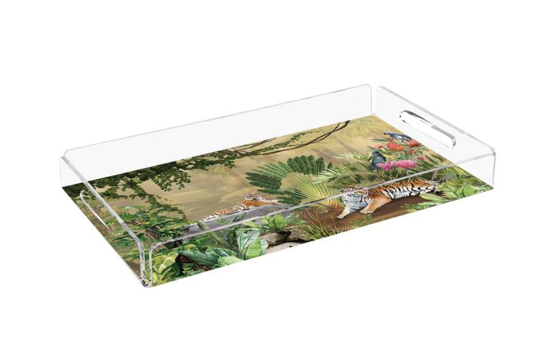 Green Tropical Tiger & Parrot Plexy Tray