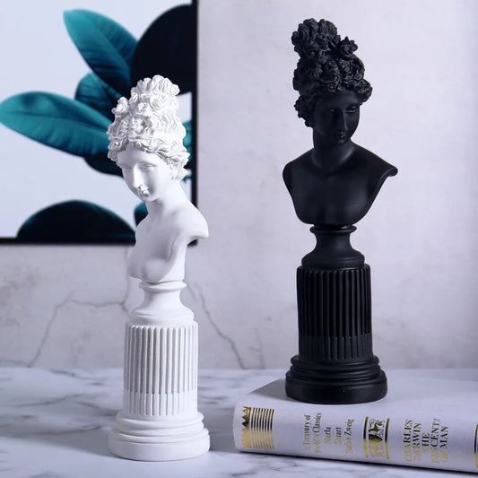 Custom 36cm Resin Greek Goddess Bust Statue — Moutarde / White / Navy / Black Elegant Decor
