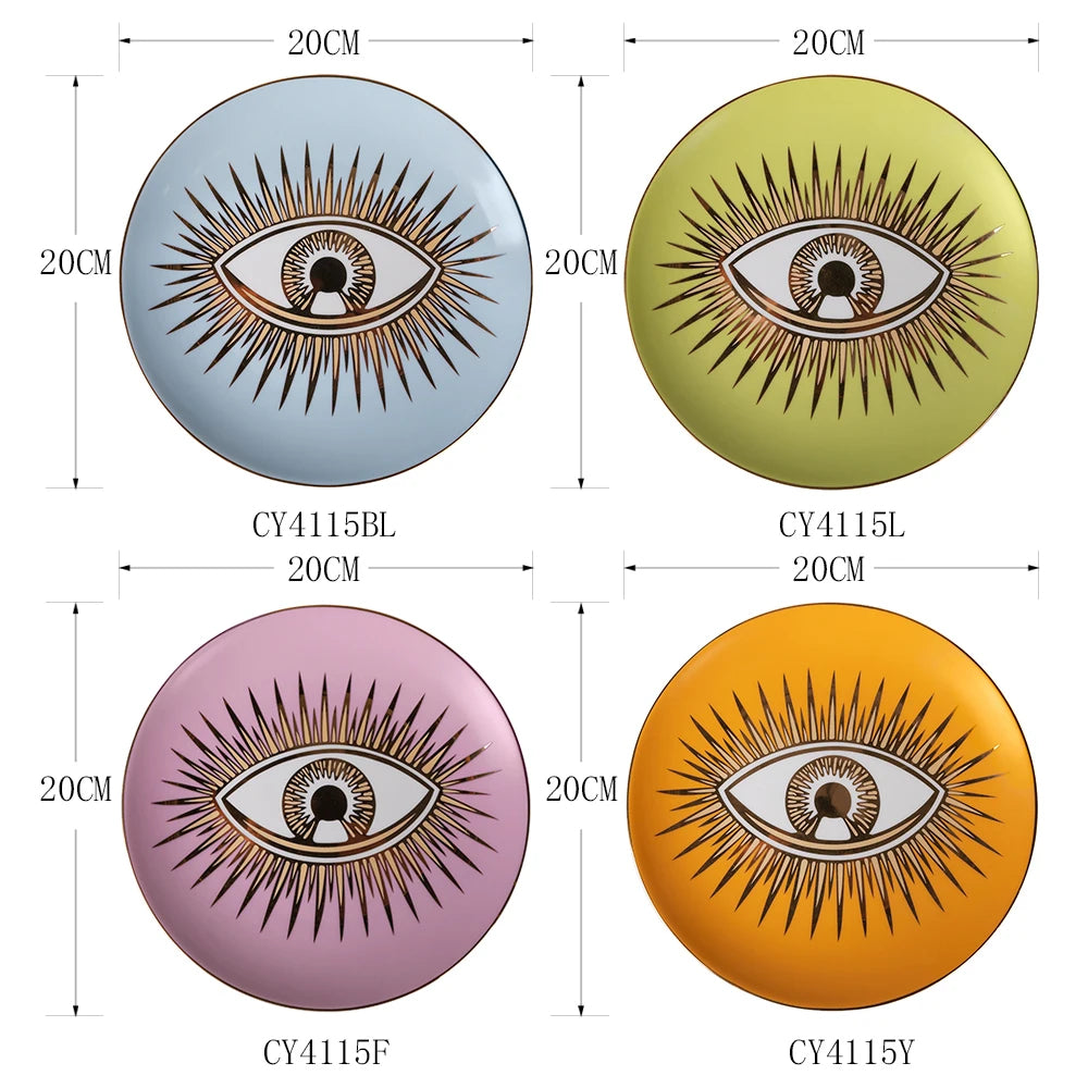 Merlin Living Decorative Eye of Luck Porcelain Plates - Table & Home Decor Accessories