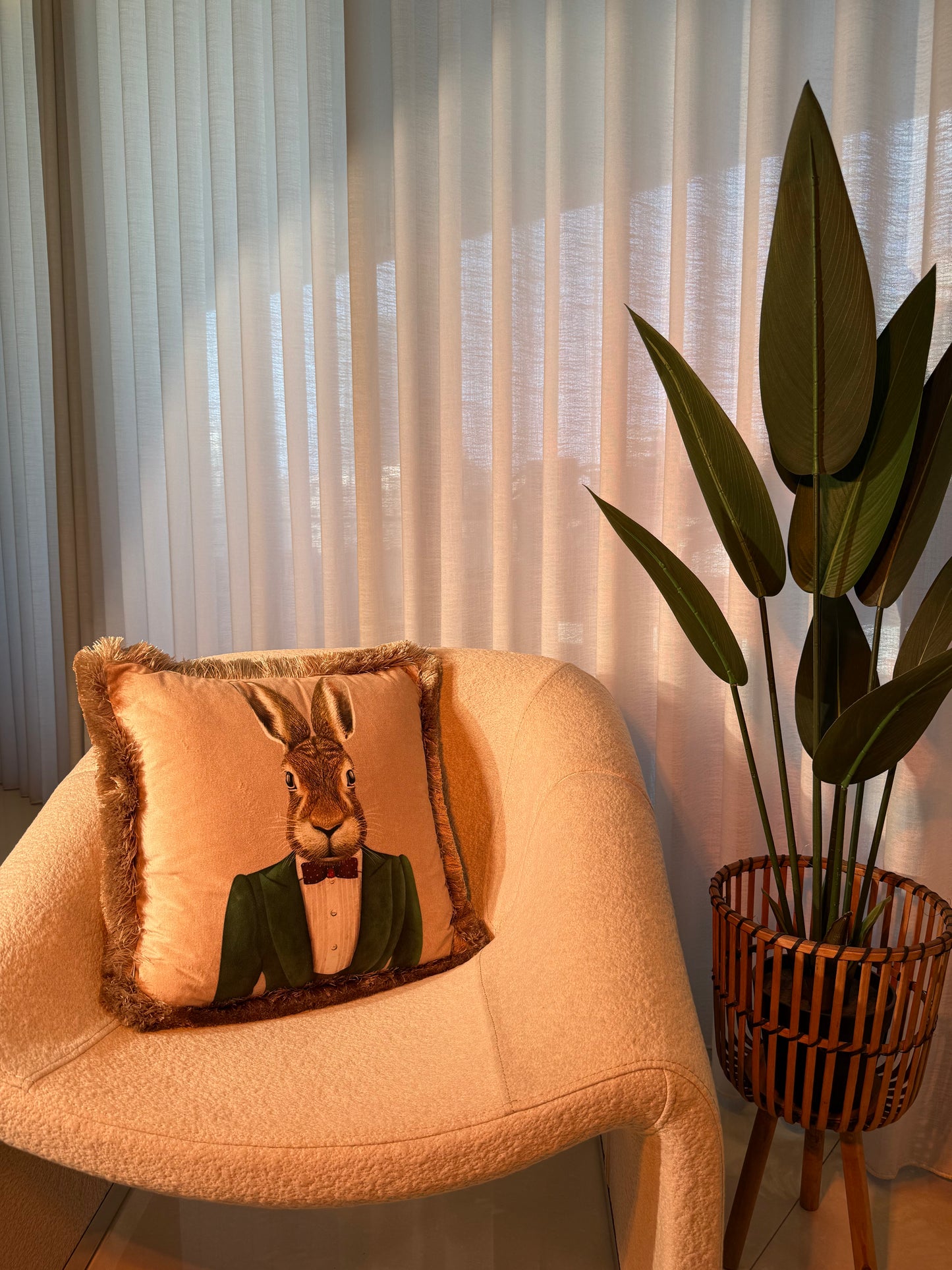 The Dapper Hare: Mr. Rabbit Velvet Cushion
