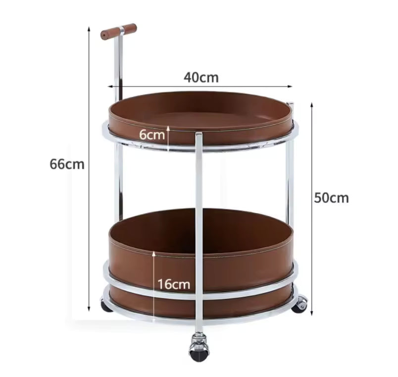 The Elite Leather & Chrome Bar Trolley (Caramel)