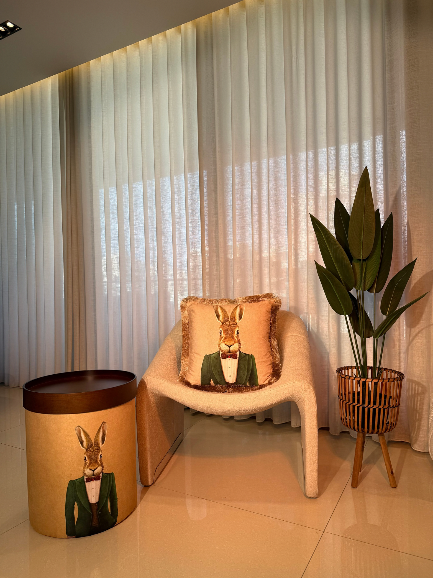 The Dapper Gentleman: Mr. Rabbit Suede Pouf