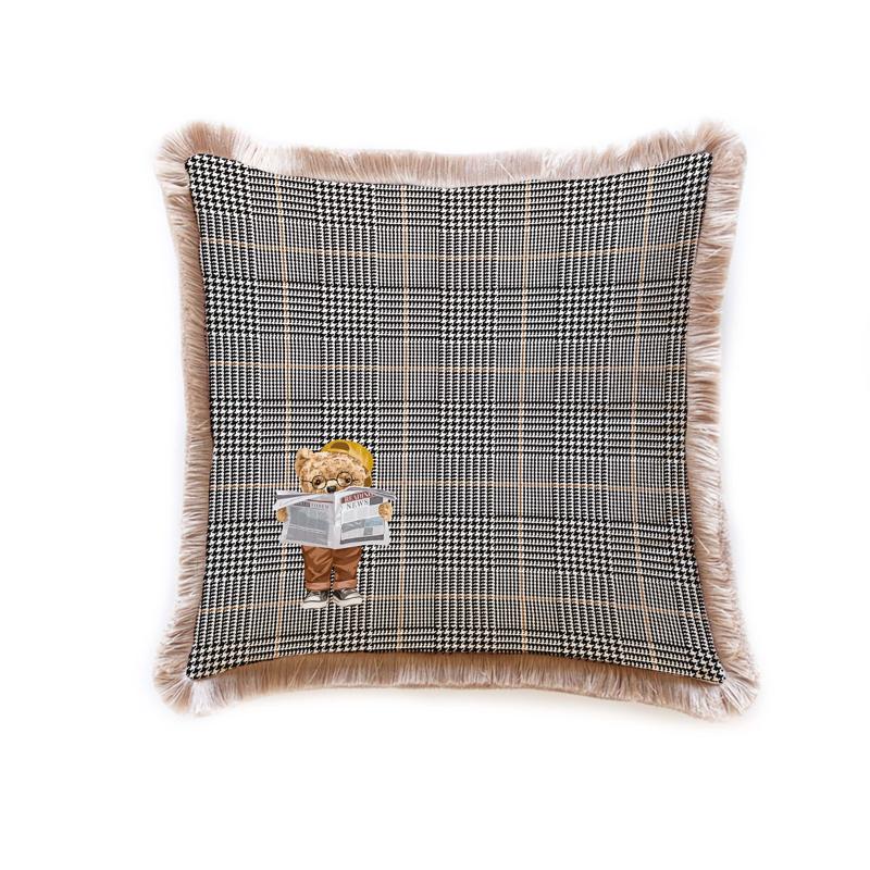 Luxury Velvet Decorative Cushion - Gray With Straps(45 x 45 cm)