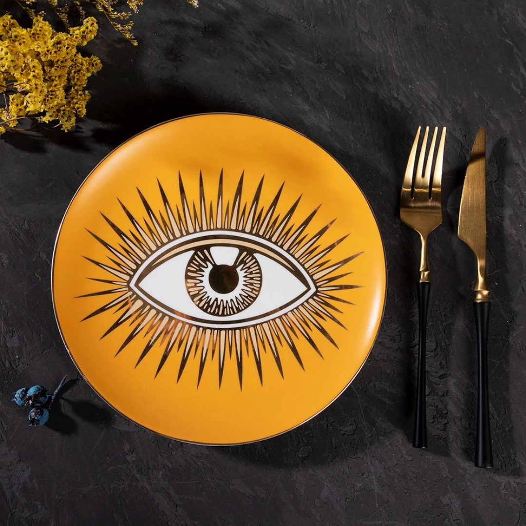 Merlin Living Decorative Eye of Luck Porcelain Plates - Table & Home Decor Accessories