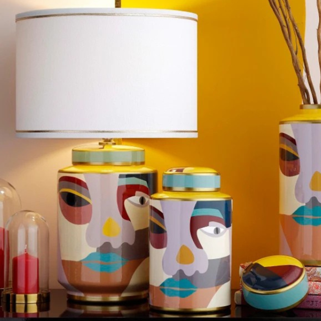Luxury Ceramic Porcelain Vase & Table Lamp - Decorative Home Accent