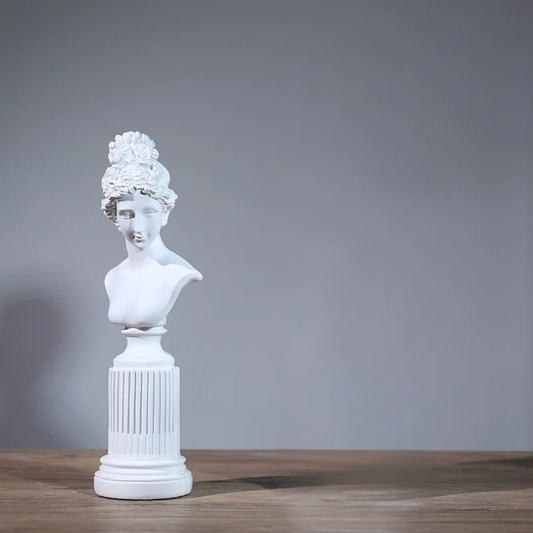 Custom 36cm Resin Greek Goddess Bust Statue — Moutarde / White / Navy / Black Elegant Decor