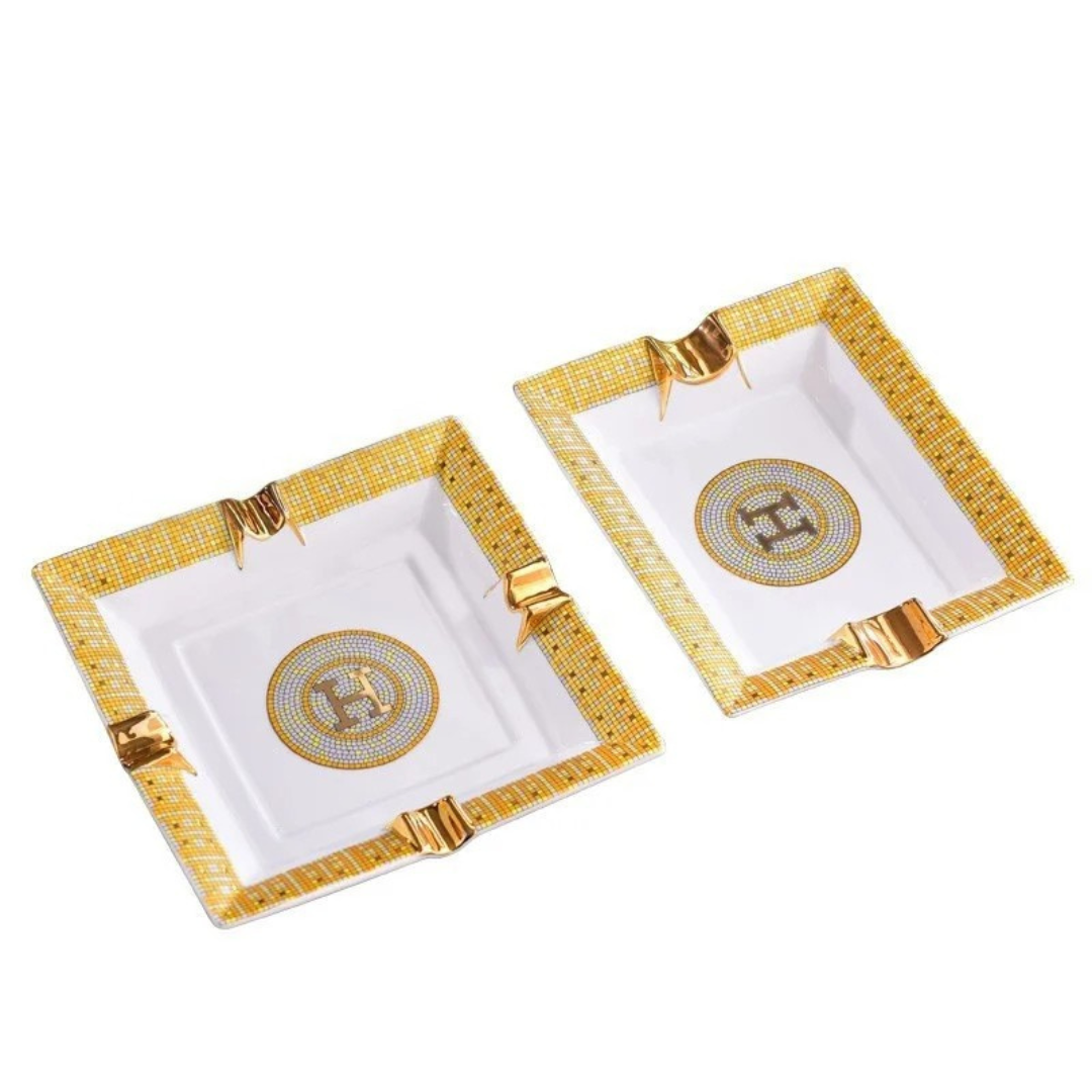 European Luxury Ceramic Cigar & Cigarette Ashtray - Decorative Home Accent