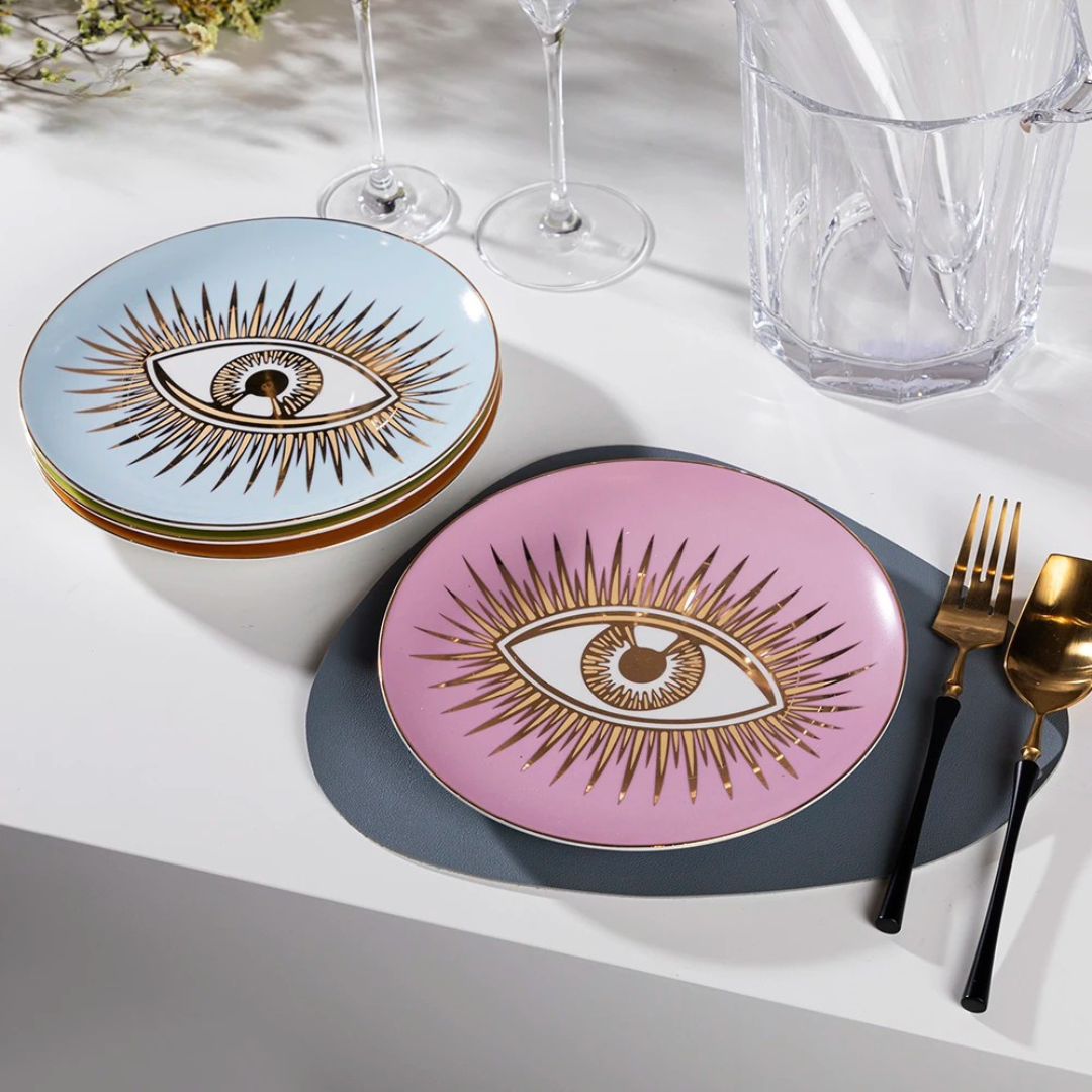 Merlin Living Decorative Eye of Luck Porcelain Plates - Table & Home Decor Accessories