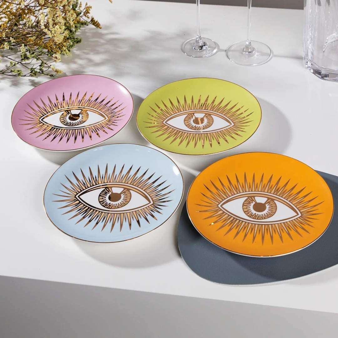 Merlin Living Decorative Eye of Luck Porcelain Plates - Table & Home Decor Accessories