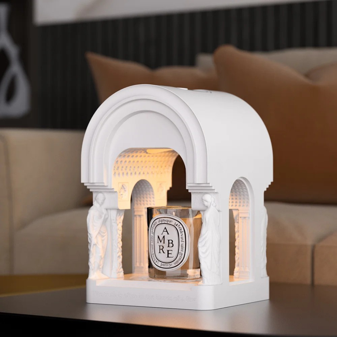 Nordic Luxury Electric Candle Warmer Lamp (Round) - Adjustable Brightness Aromatherapy Warmer (US/AU Plug)