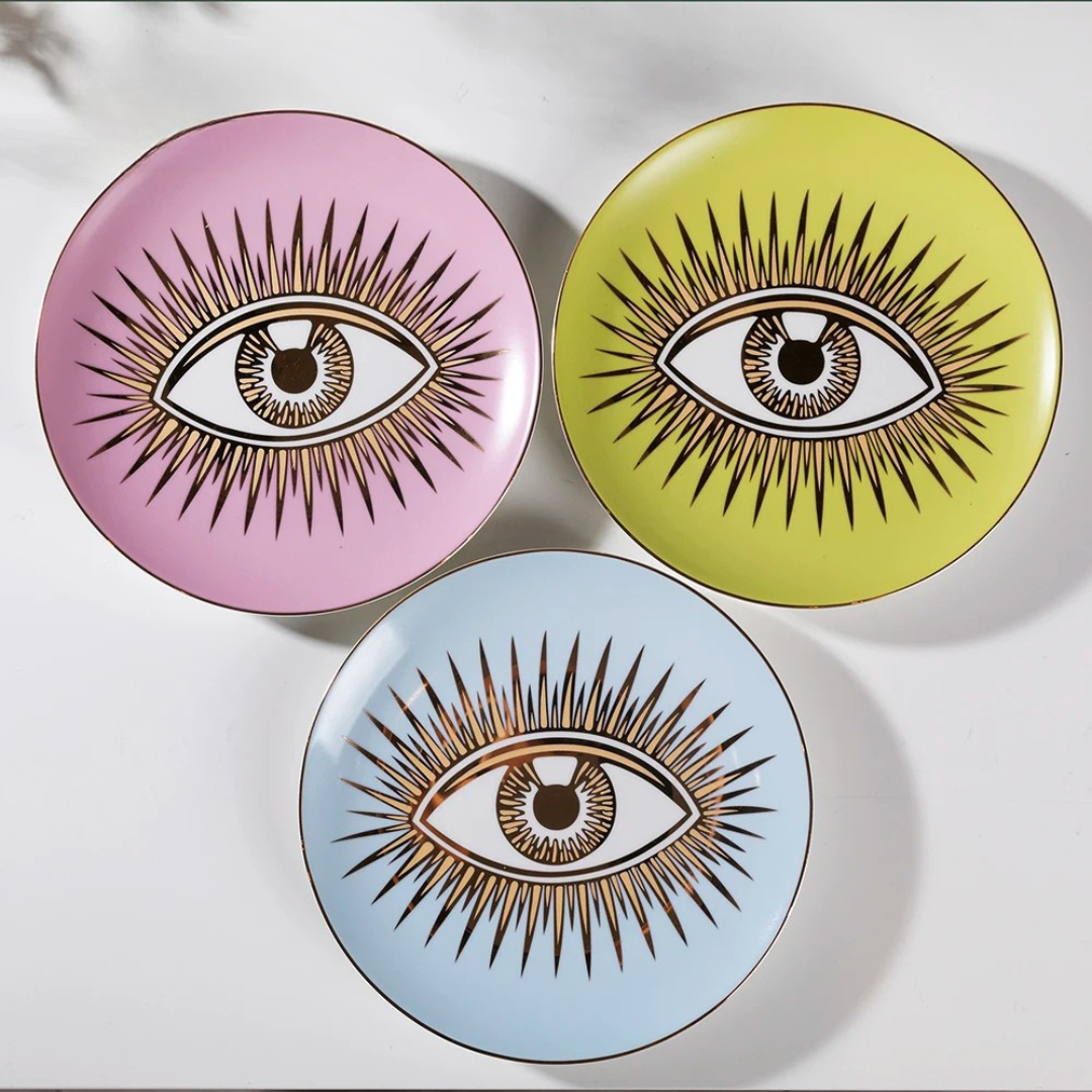 Merlin Living Decorative Eye of Luck Porcelain Plates - Table & Home Decor Accessories