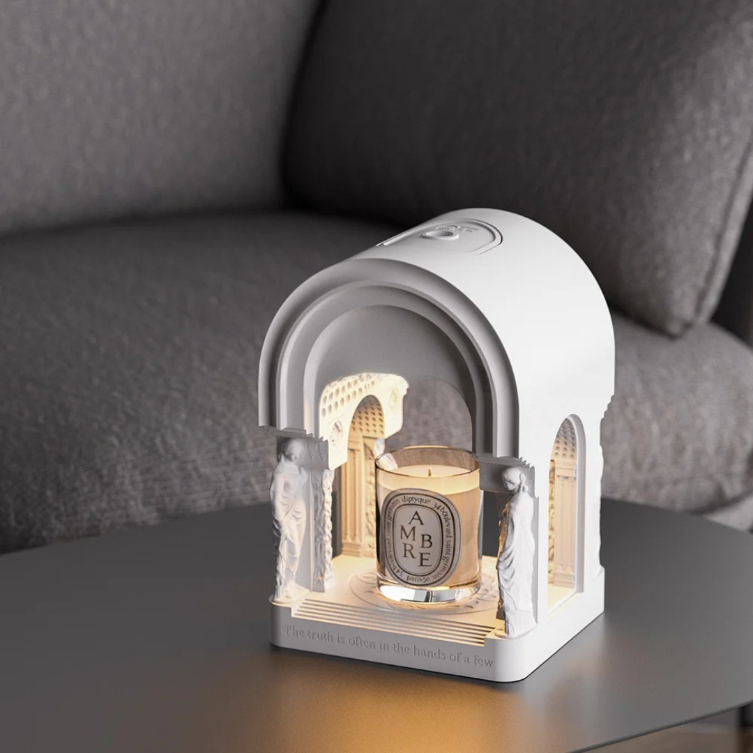 Nordic Luxury Electric Candle Warmer Lamp (Round) - Adjustable Brightness Aromatherapy Warmer (US/AU Plug)