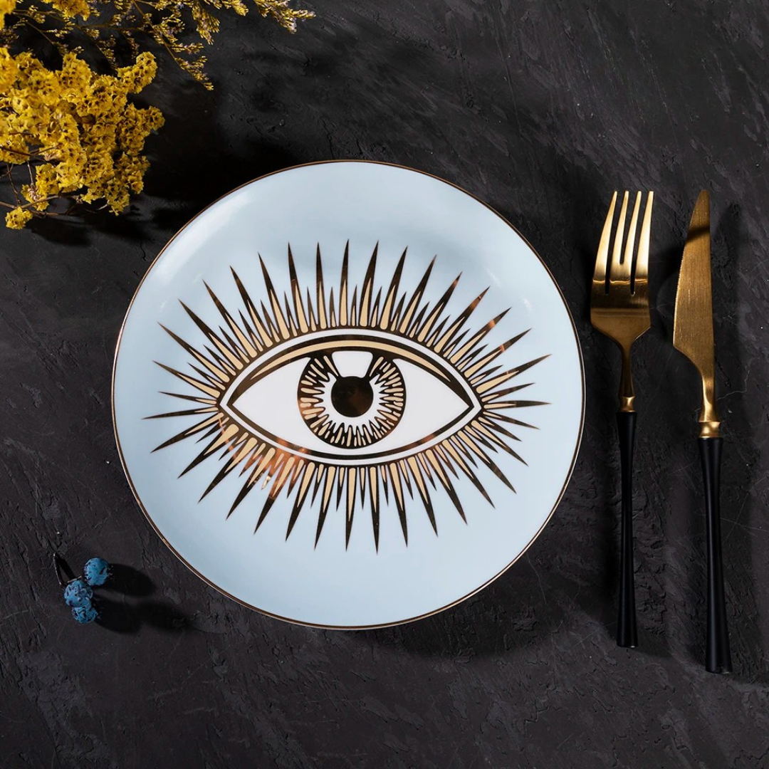 Merlin Living Decorative Eye of Luck Porcelain Plates - Table & Home Decor Accessories