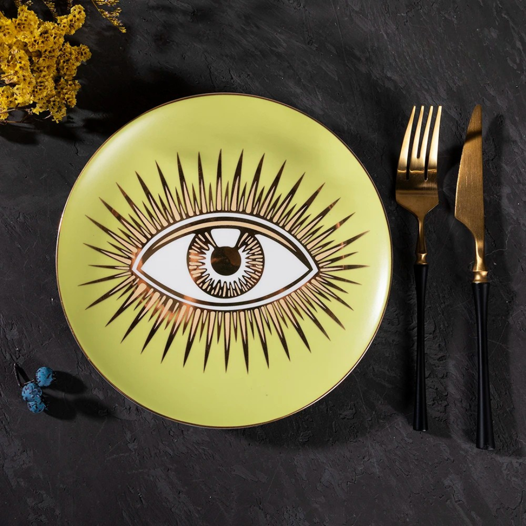 Merlin Living Decorative Eye of Luck Porcelain Plates - Table & Home Decor Accessories