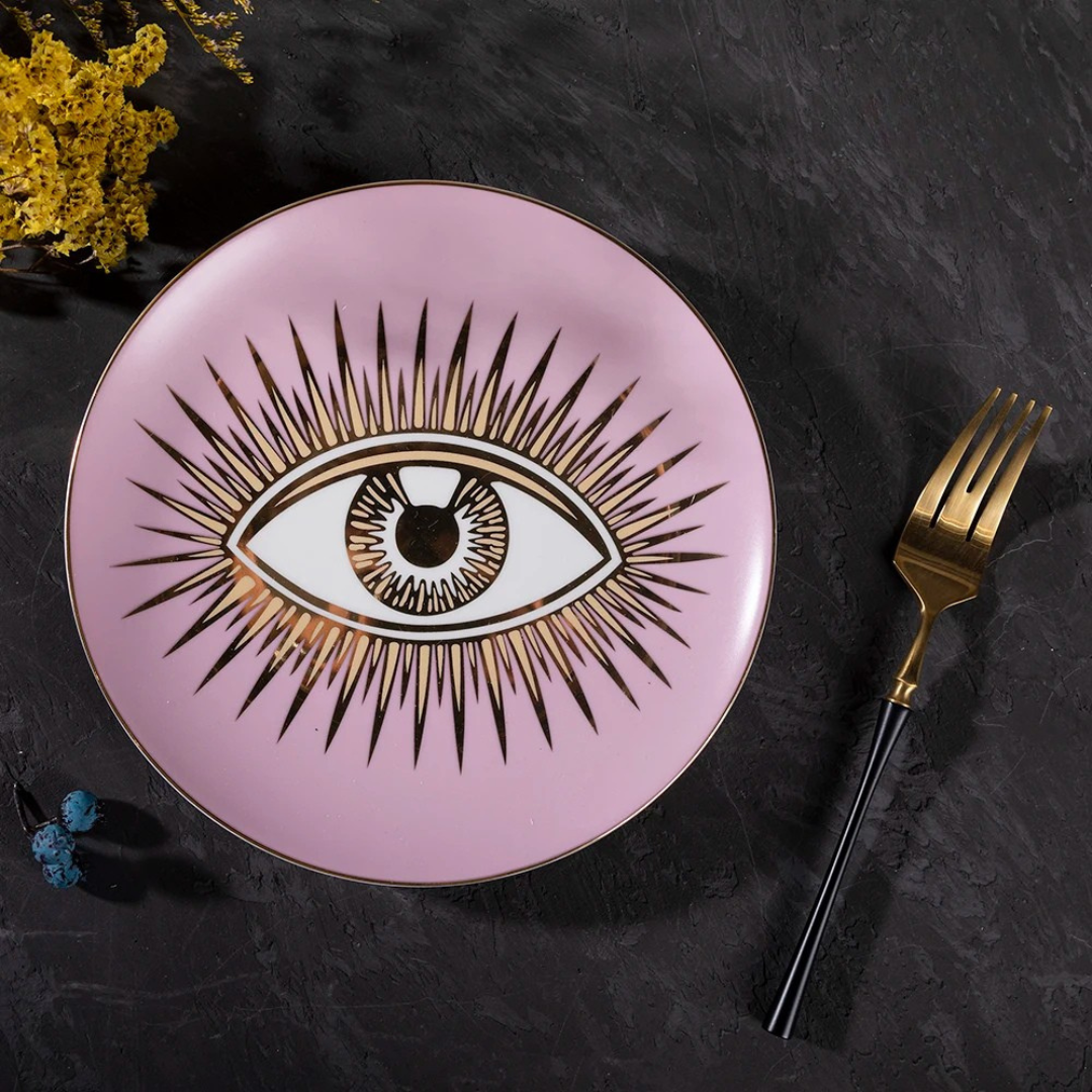 Merlin Living Decorative Eye of Luck Porcelain Plates - Table & Home Decor Accessories