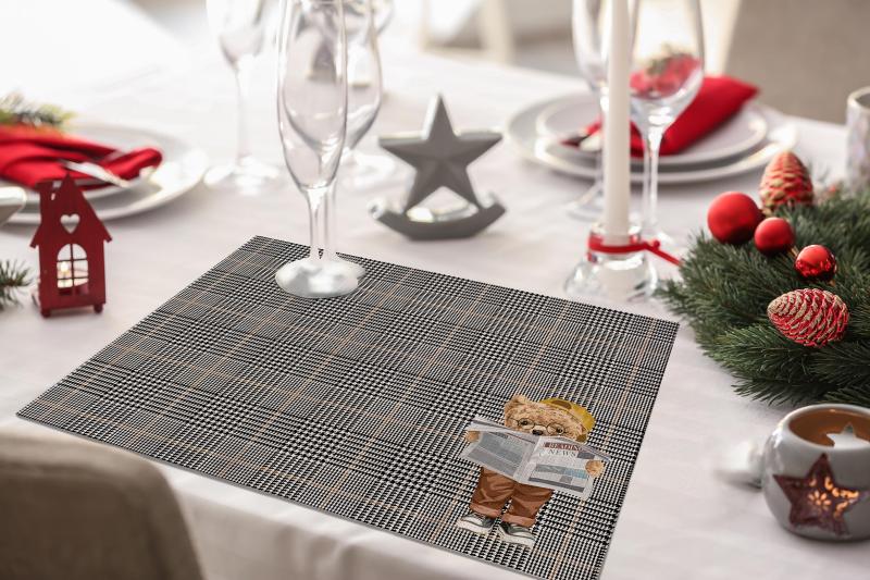 Luxury Fine Linen Placemats - Distinguished Teddy Bear Set