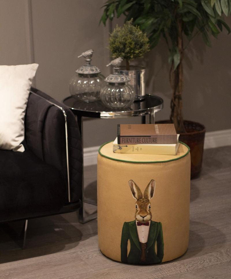 The Dapper Gentleman: Mr. Rabbit Suede Pouf