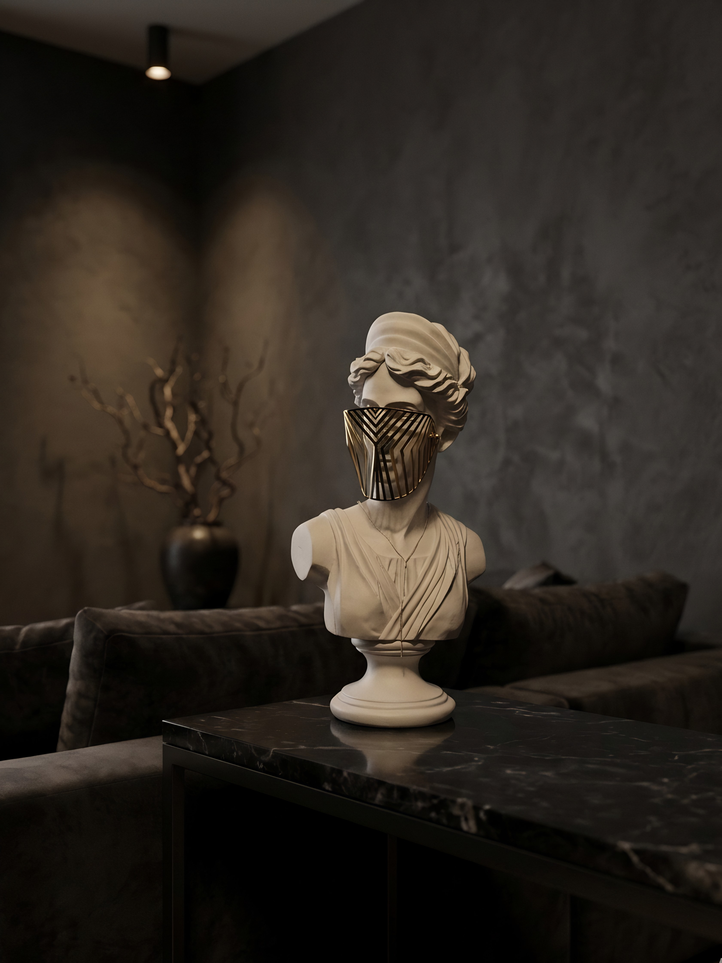 [White] Modern Resin Venus Roman Masked Statue Without Marble- Elegant Home Decor Sculpture