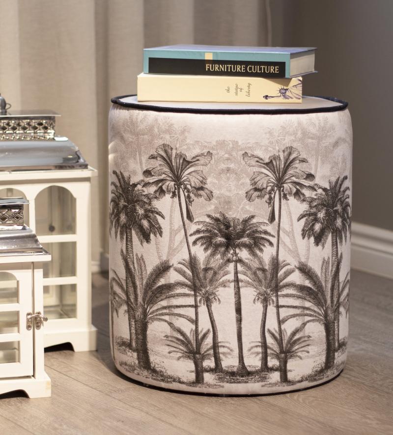 Black Palm Suede Pouf