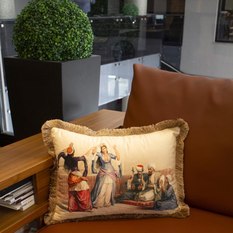 Multicoloured Music Chapter Velvet Cushion