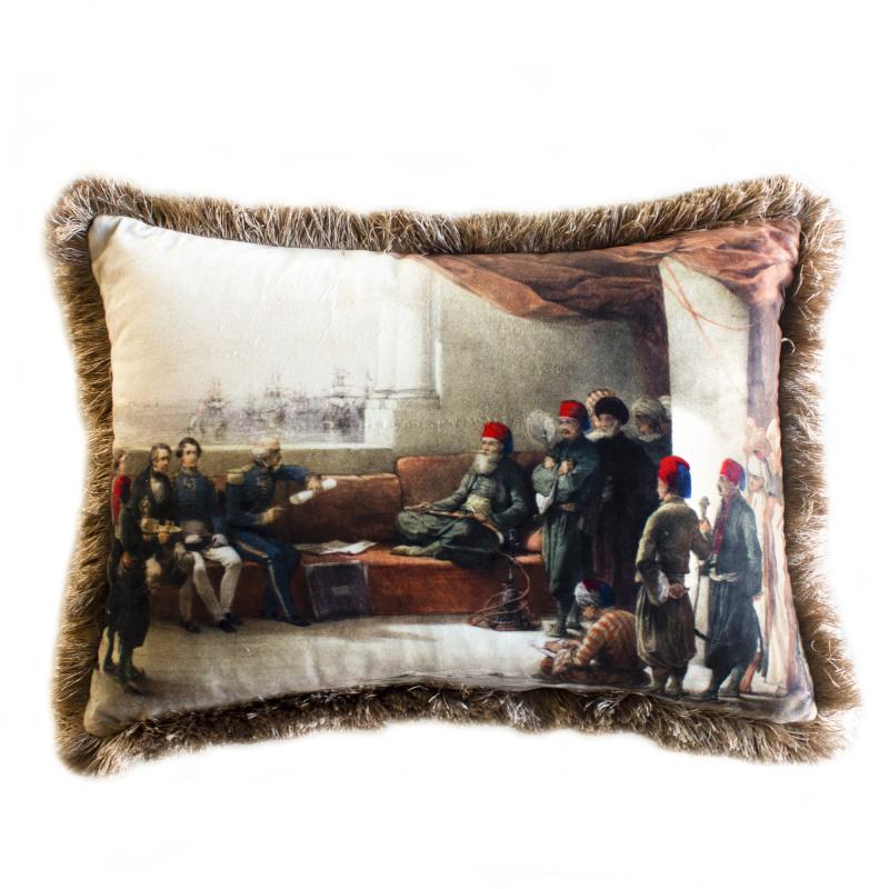Multicoloured Ottoman Meeting Velvet Cushion