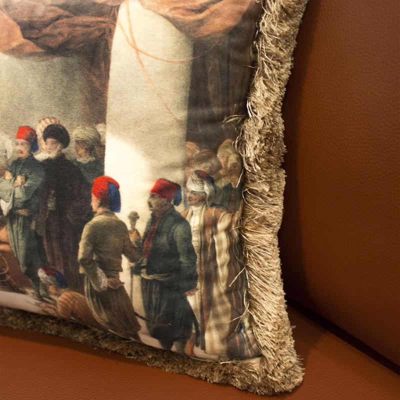 Multicoloured Ottoman Meeting Velvet Cushion
