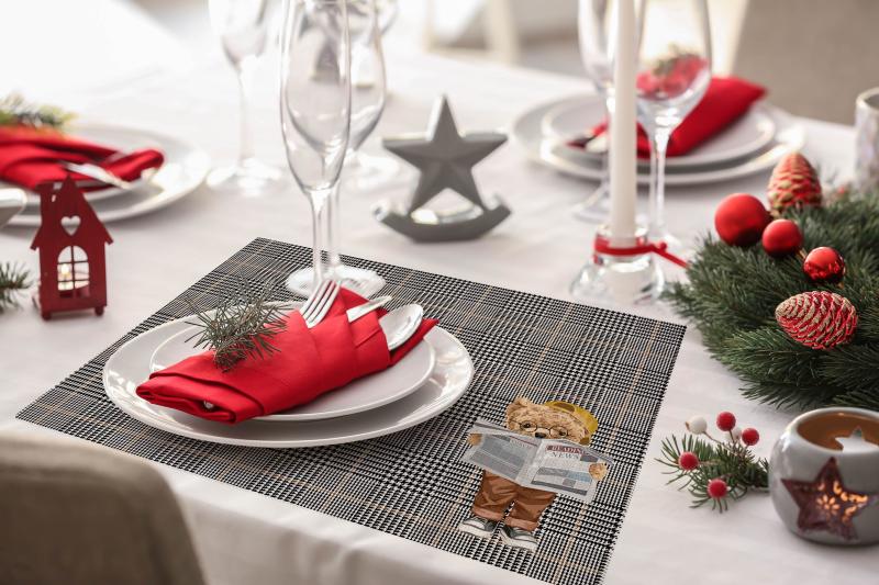 Luxury Fine Linen Placemats - Distinguished Teddy Bear Set