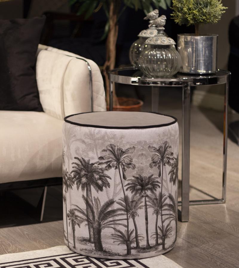 Black Palm Suede Pouf