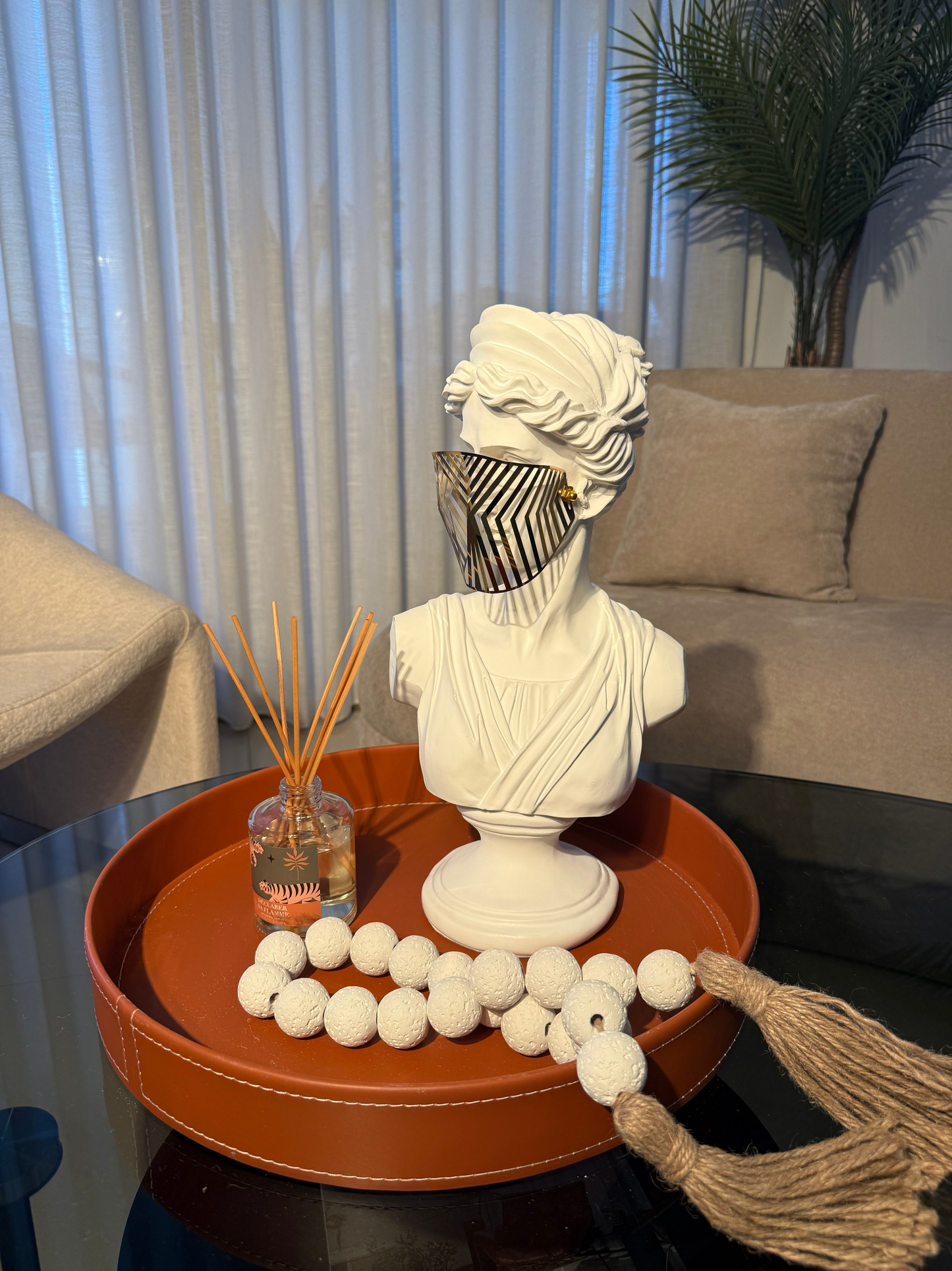 [White] Modern Resin Venus Roman Masked Statue Without Marble- Elegant Home Decor Sculpture