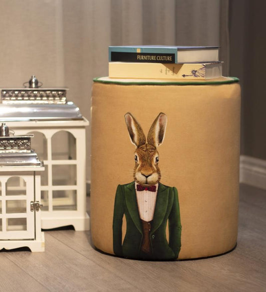 The Dapper Gentleman: Mr. Rabbit Suede Pouf