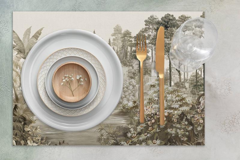 Green Tree View Detailed Placemat Set