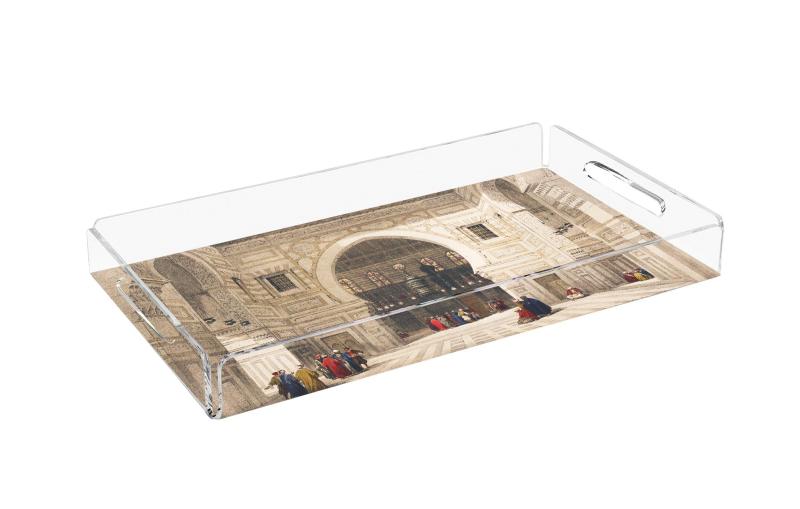 Cream Ottoman Social Scene Plexy Tray