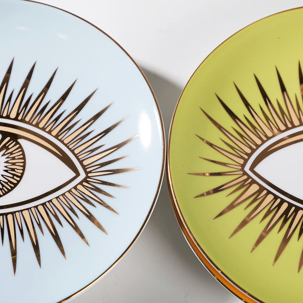 Merlin Living Decorative Eye of Luck Porcelain Plates - Table & Home Decor Accessories