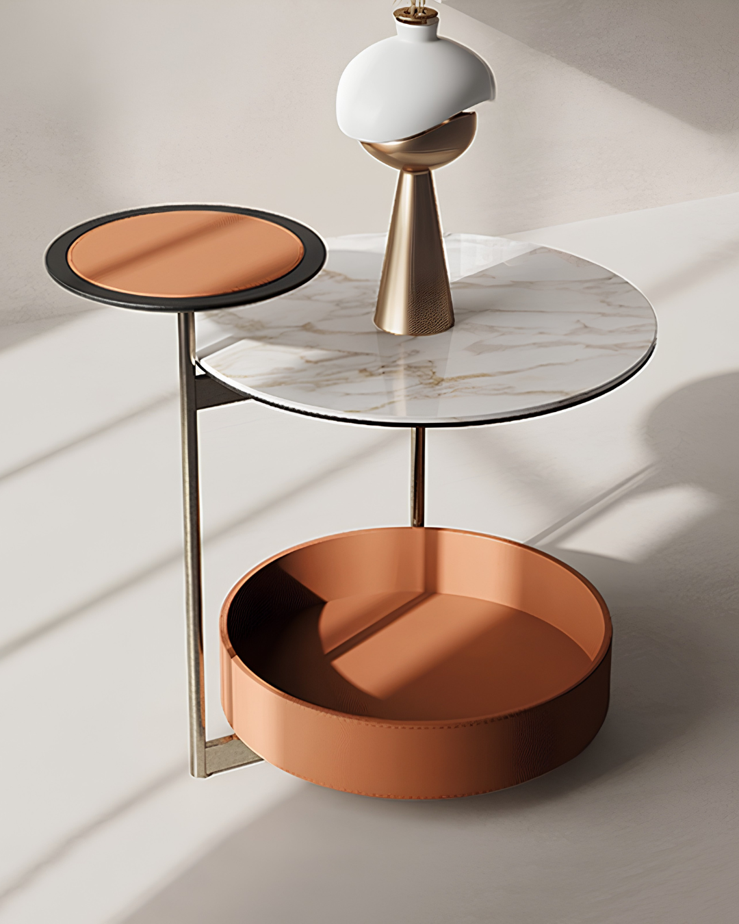Light Luxury Sintered Stone Coffee Table – Modern Round Metal Accent Table