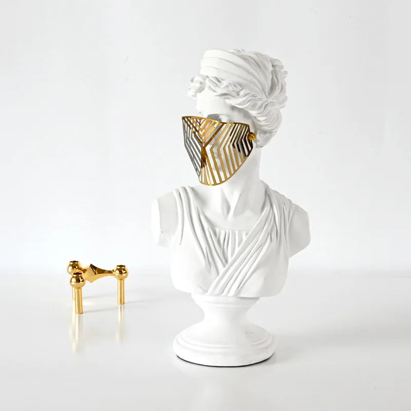 Modern Resin Venus Roman Masked Statue — Elegant Home Decor Sculpture (black & white)