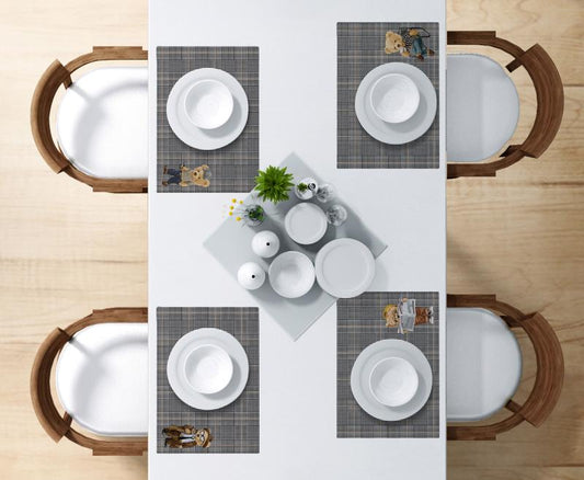 Luxury Fine Linen Placemats - Distinguished Teddy Bear Set