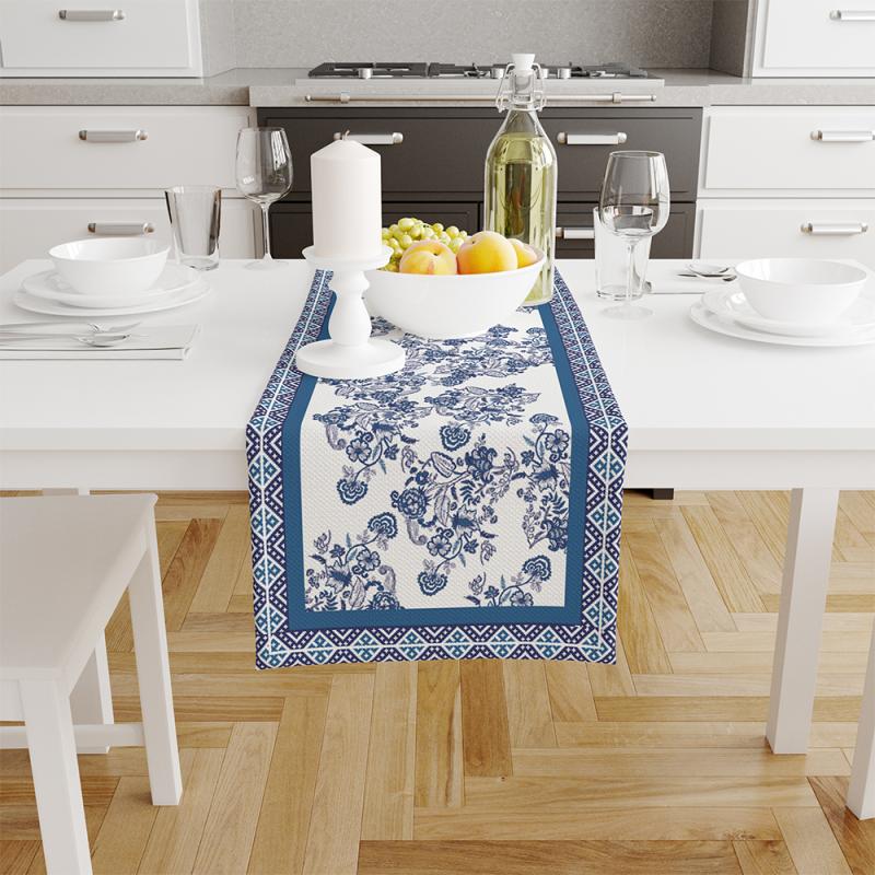 Blue Fine Linen Table Runner