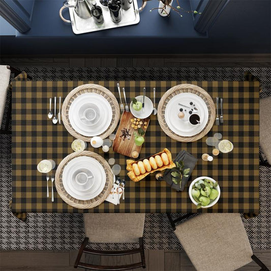 Black & Yellow Gingham Fine Linen Table Cloth