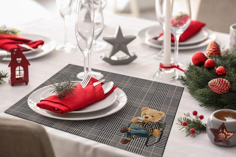 Luxury Fine Linen Placemats - Distinguished Teddy Bear Set