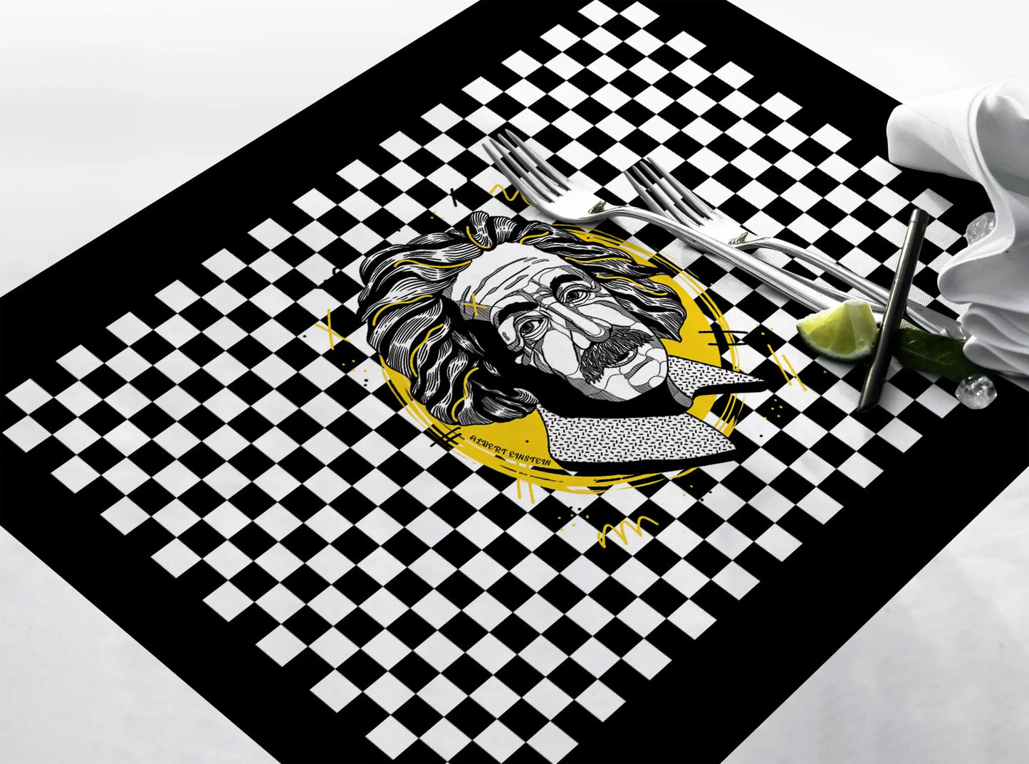 Luxury Fine Linen Placemats - Artistic Icon & Checkered Series
