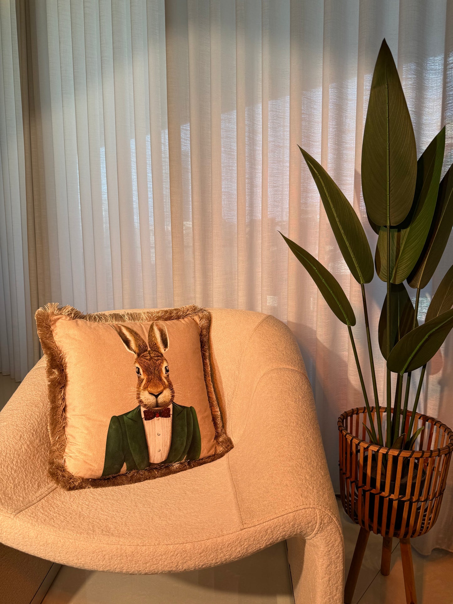 The Dapper Hare: Mr. Rabbit Velvet Cushion