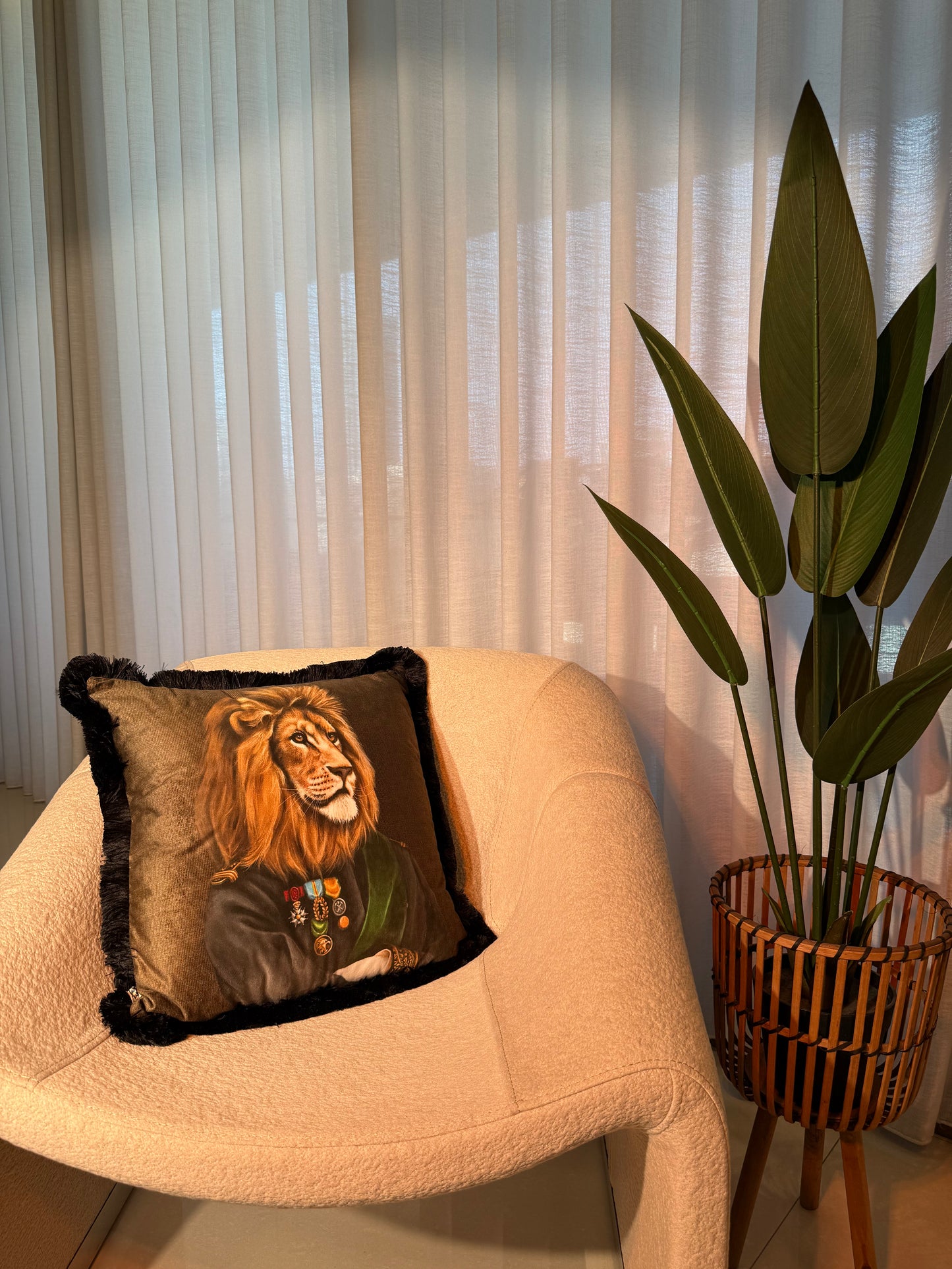The Sovereign Noble: Mr. Lion Velvet Cushion