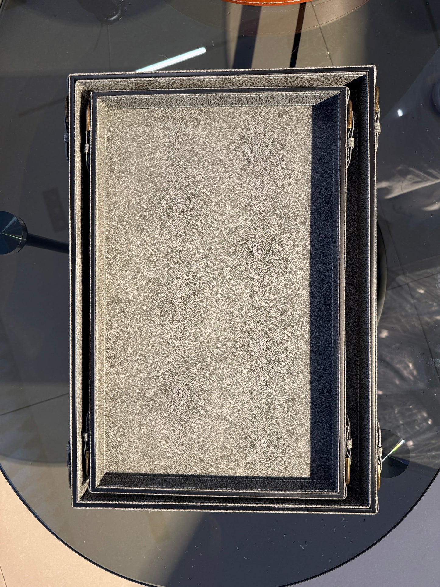 The Slate Horizon: Stingray Texture Leather Tray