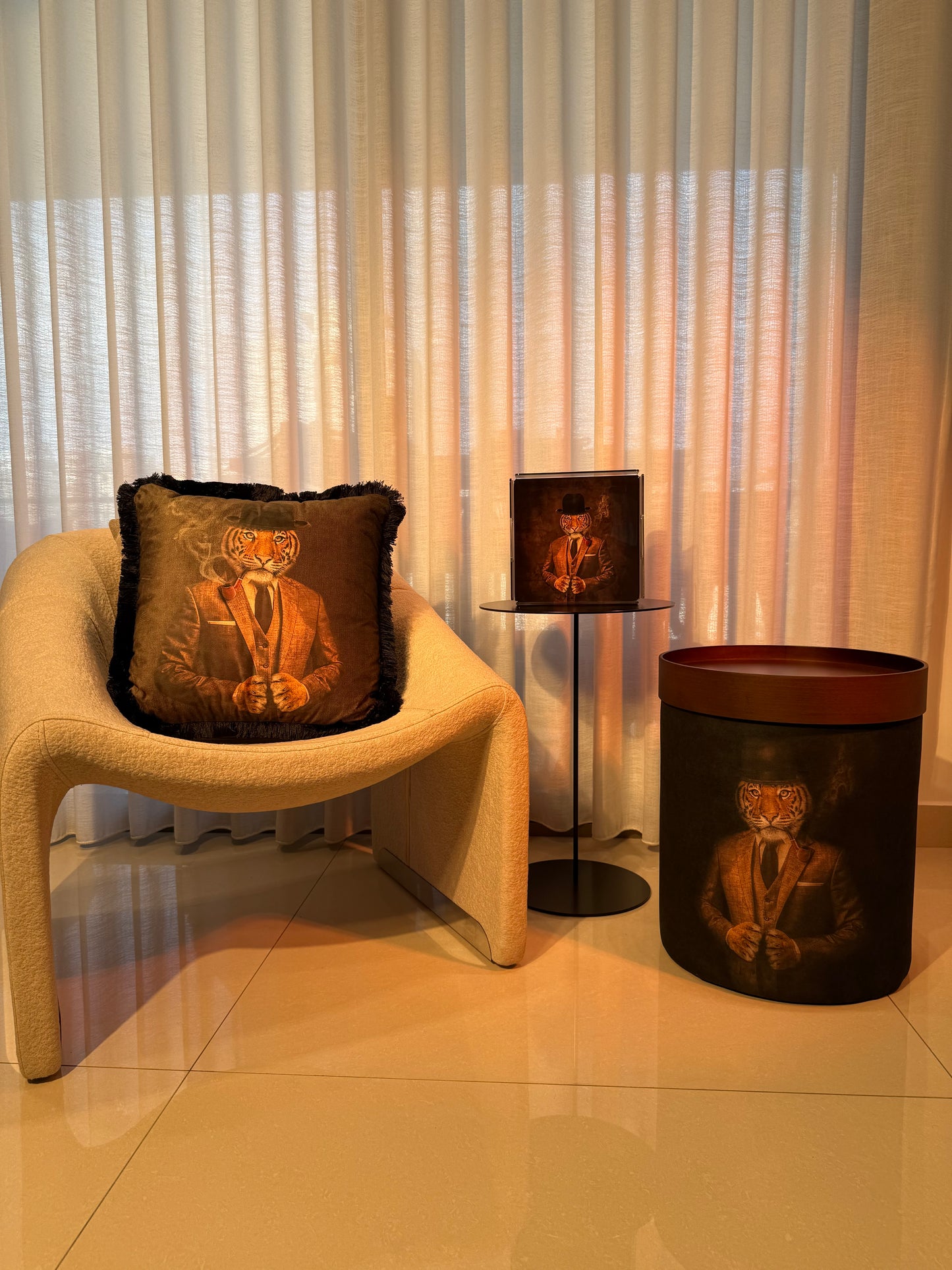 The Tiger Trinity Set - Tray, Cushion & Pouf (SAVE $20)