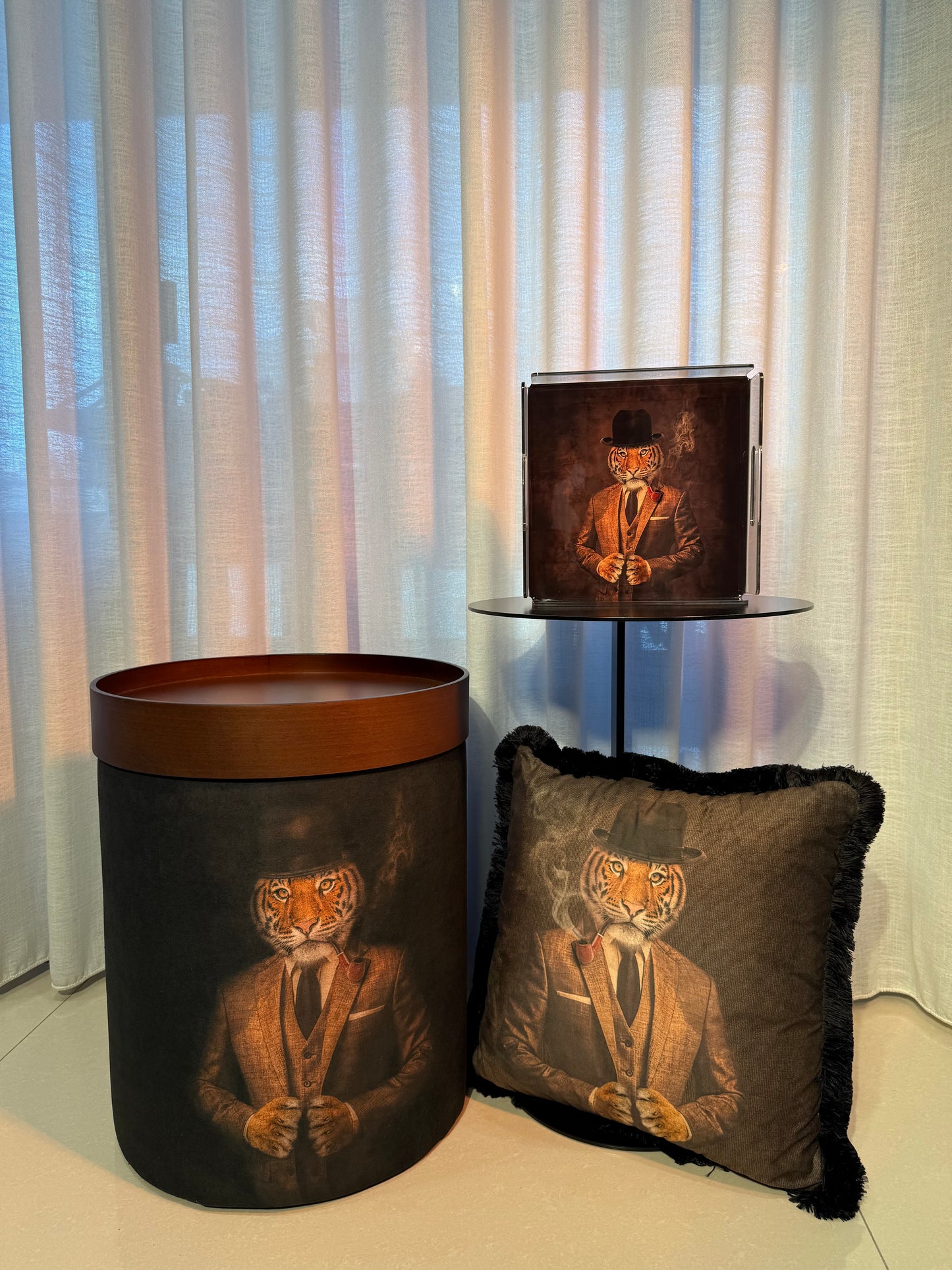The Tiger Trinity Set - Tray, Cushion & Pouf (SAVE $20)