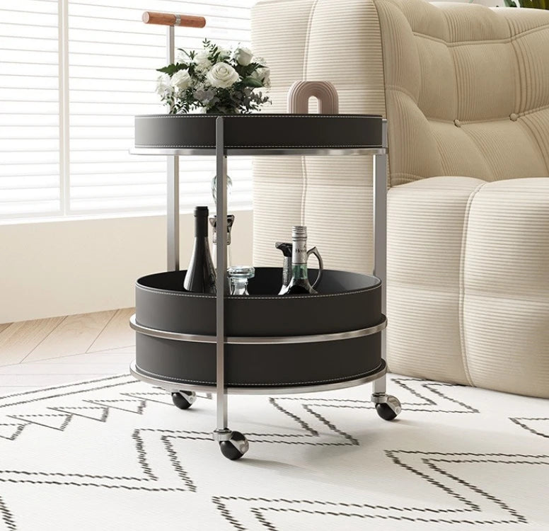 The Elite Leather & Chrome Bar Trolley (Black)
