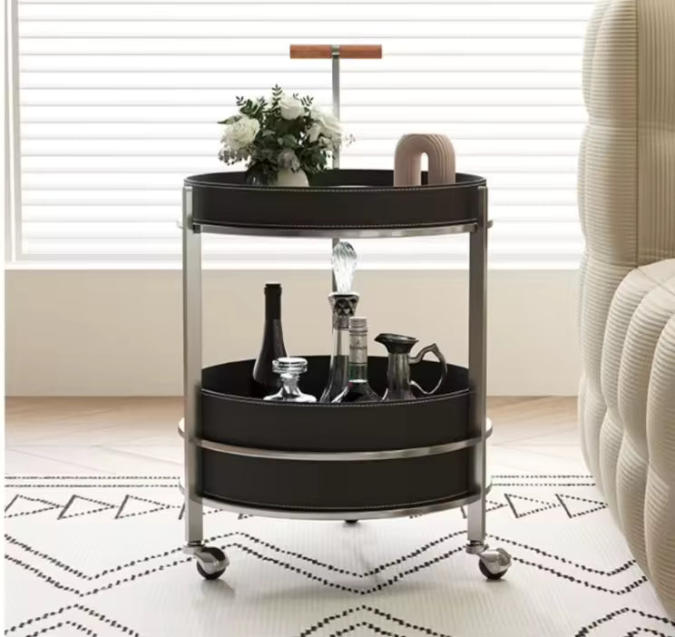 The Elite Leather & Chrome Bar Trolley (Black)