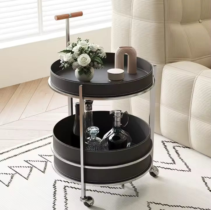 The Elite Leather & Chrome Bar Trolley (Black)