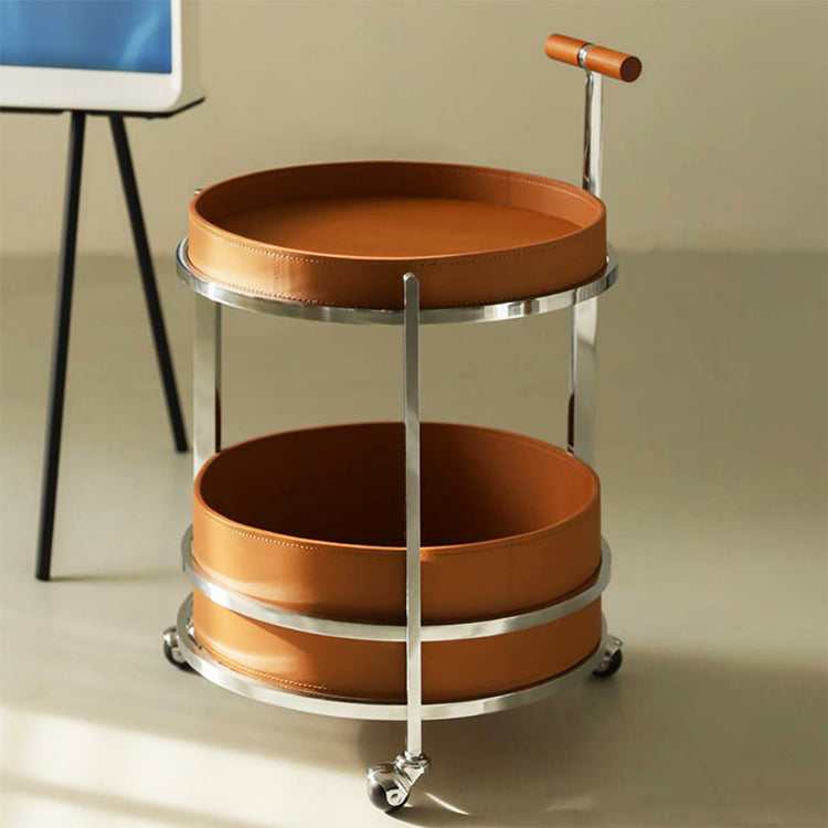 The Elite Leather & Chrome Bar Trolley (Caramel)